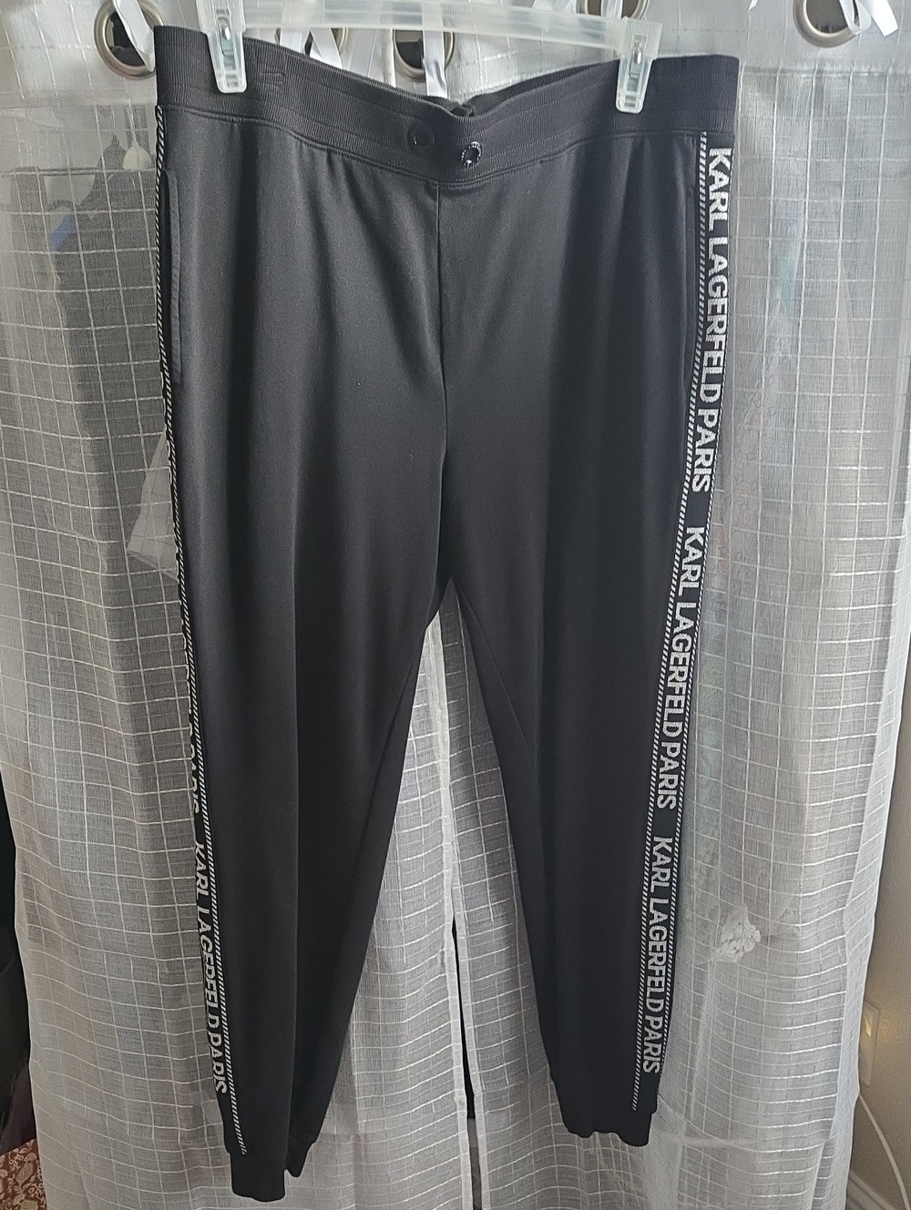 Karl Lagerfeld Black Jogger Pants with Logo Side Tape